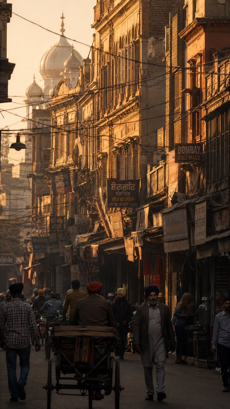 Historic Old Delhi street near Jama Masjid with atmospheric architecture